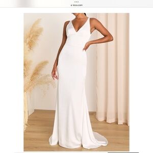 White satin wedding dress